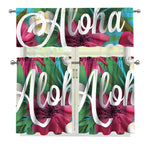 Tropical Flower Aloha Print 3 Piece Kitchen Curtains
