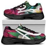 Tropical Flower Aloha Print Black Chunky Shoes