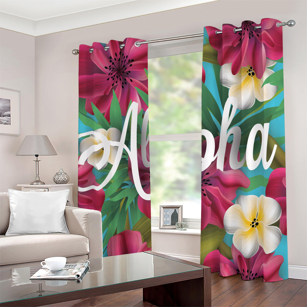 Tropical Flower Aloha Print Blackout Grommet Curtains