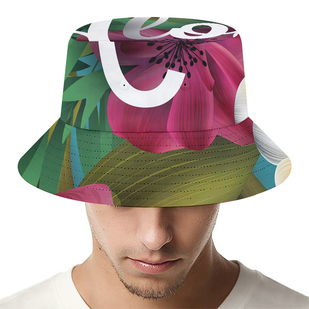 Tropical Flower Aloha Print Bucket Hat