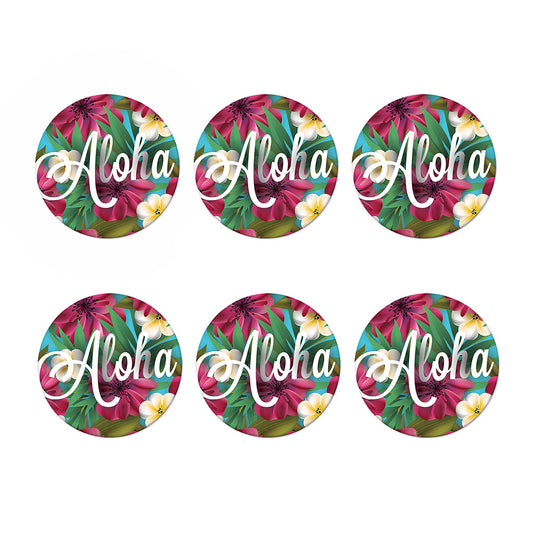Tropical Flower Aloha Print Coaster Set