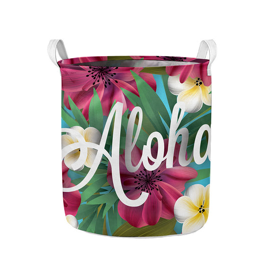 Tropical Flower Aloha Print Collapsible Laundry Basket