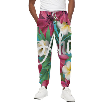 Tropical Flower Aloha Print Cotton Pants