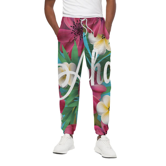 Tropical Flower Aloha Print Cotton Pants