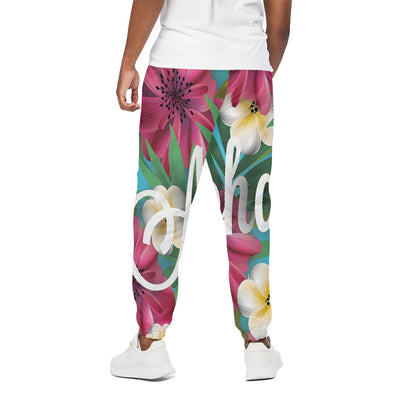 Tropical Flower Aloha Print Cotton Pants