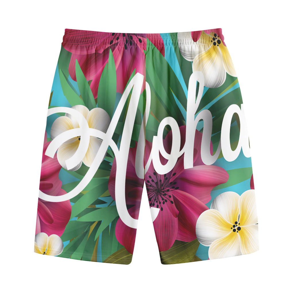 Tropical Flower Aloha Print Cotton Shorts