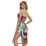 Tropical Flower Aloha Print Cross Back Cami Dress