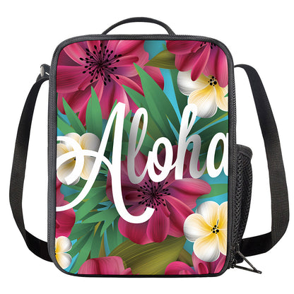 Tropical Flower Aloha Print Crossbody Lunch Bag