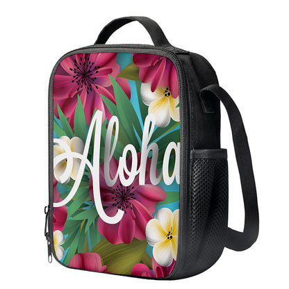 Tropical Flower Aloha Print Crossbody Lunch Bag