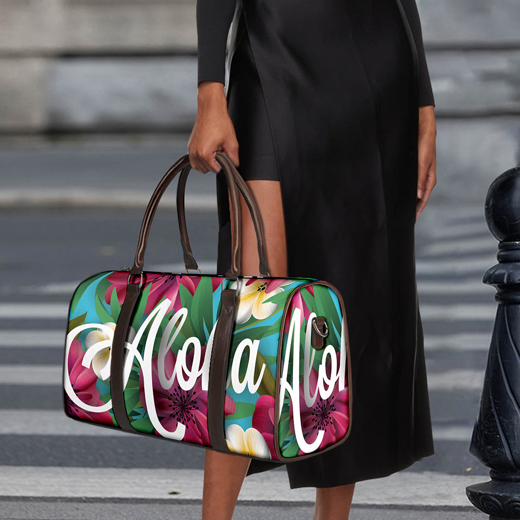 Tropical Flower Aloha Print Duffle Bag