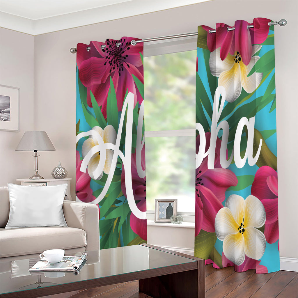 Tropical Flower Aloha Print Extra Wide Grommet Curtains