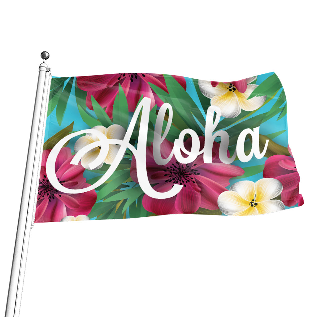 Tropical Flower Aloha Print Flag