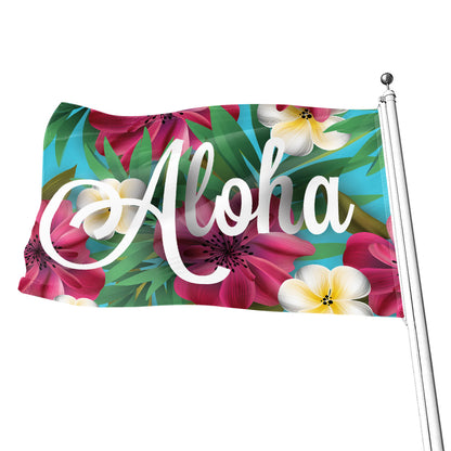 Tropical Flower Aloha Print Flag