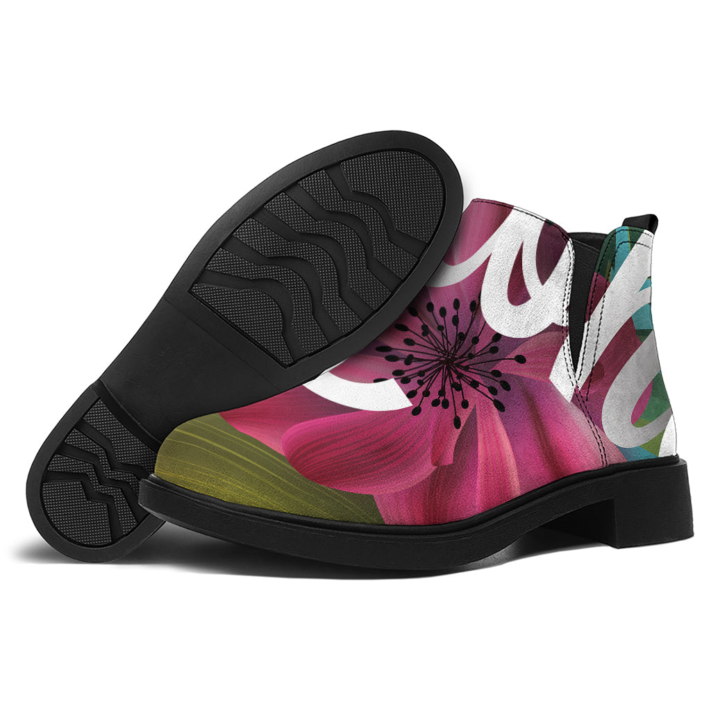 Tropical Flower Aloha Print Flat Ankle Boots