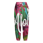 Tropical Flower Aloha Print Fleece Lined Knit Pants