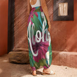 Tropical Flower Aloha Print Harem Pants