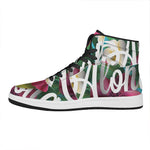 Tropical Flower Aloha Print High Top Leather Sneakers