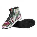 Tropical Flower Aloha Print High Top Leather Sneakers