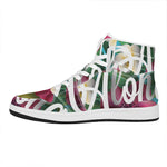 Tropical Flower Aloha Print High Top Leather Sneakers