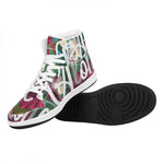 Tropical Flower Aloha Print High Top Leather Sneakers