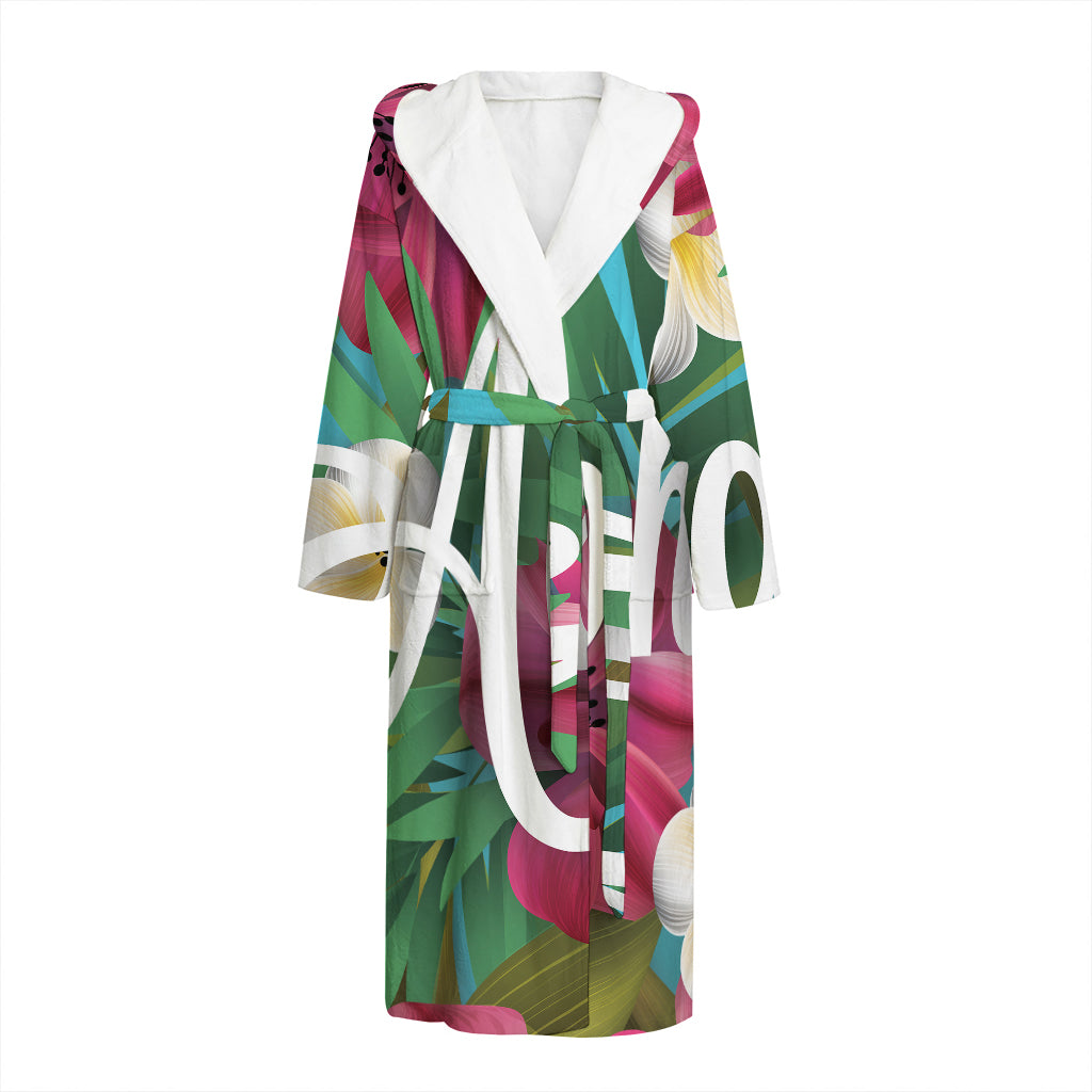 Tropical Flower Aloha Print Hooded Bathrobe