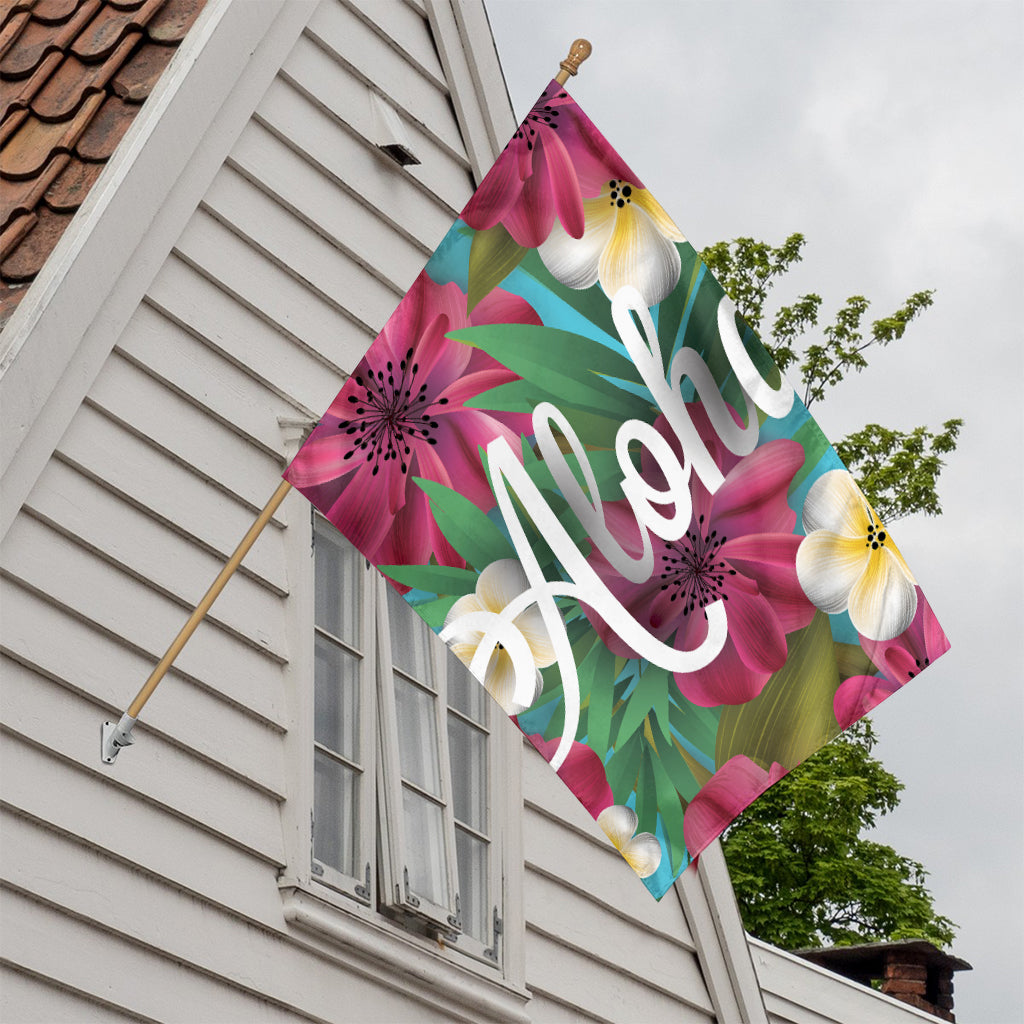 Tropical Flower Aloha Print House Flag