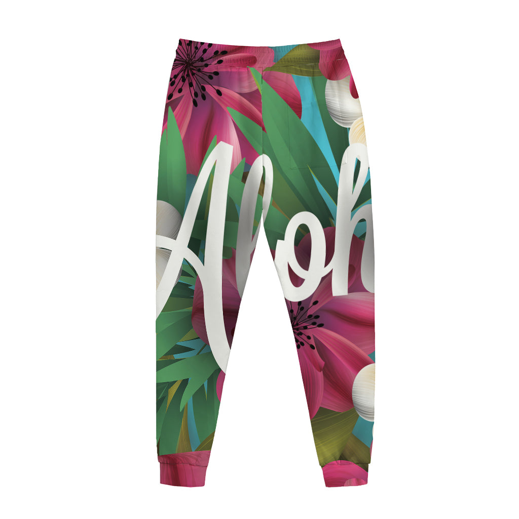 Tropical Flower Aloha Print Jogger Pants