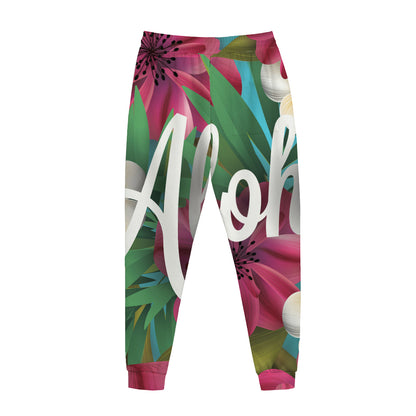 Tropical Flower Aloha Print Jogger Pants