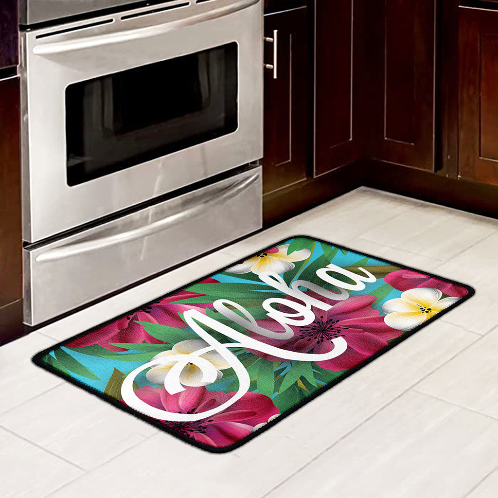 Tropical Flower Aloha Print Kitchen Mat