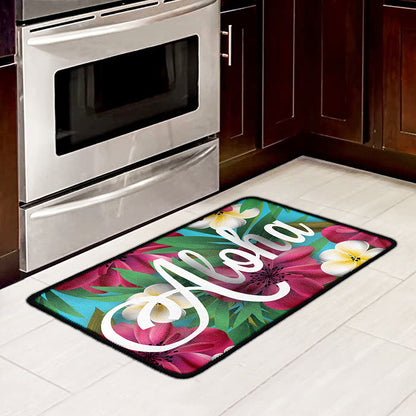 Tropical Flower Aloha Print Kitchen Mat
