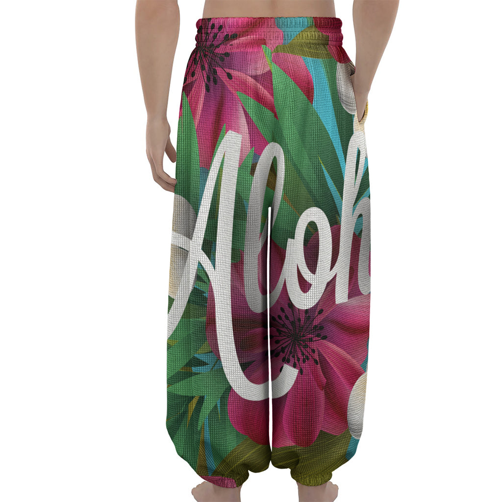 Tropical Flower Aloha Print Lantern Pants
