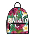 Tropical Flower Aloha Print Leather Backpack