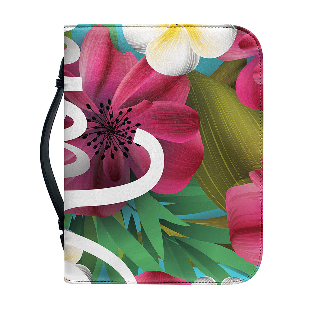Tropical Flower Aloha Print Leather Bible Cover