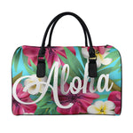 Tropical Flower Aloha Print Leather Duffle Bag