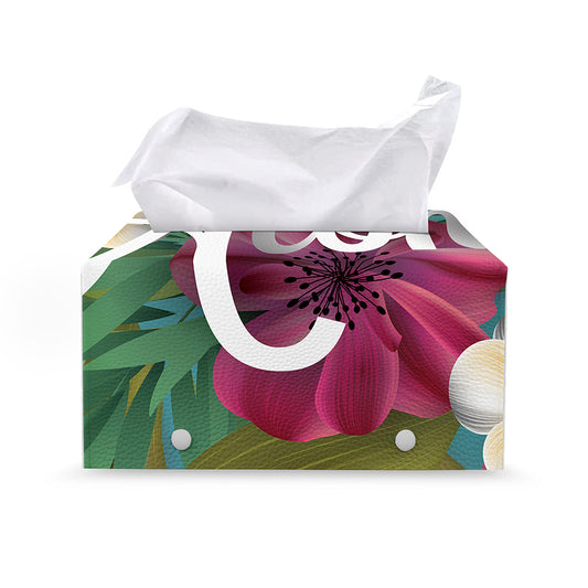 Tropical Flower Aloha Print Leather Tissue Box Cover