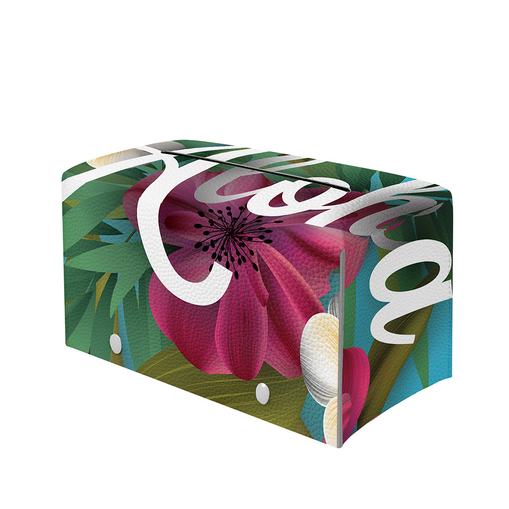 Tropical Flower Aloha Print Leather Tissue Box Cover