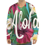 Tropical Flower Aloha Print Long Sleeve Baseball Jersey