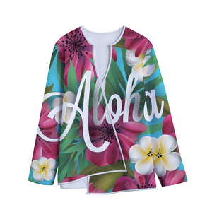 Tropical Flower Aloha Print Long Sleeve Short Coat