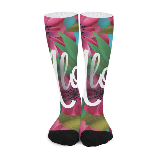 Tropical Flower Aloha Print Long Socks