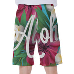 Tropical Flower Aloha Print Men's Beach Shorts