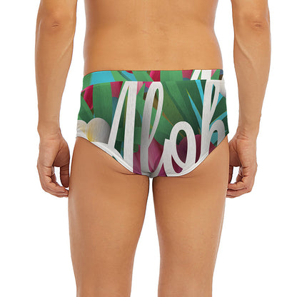 Tropical Flower Aloha Print Men's Briefs