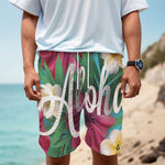 Tropical Flower Aloha Print Men's Cargo Shorts