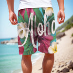 Tropical Flower Aloha Print Men's Cargo Shorts