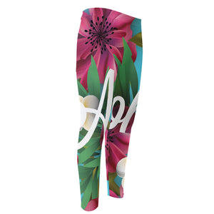 Tropical Flower Aloha Print Men's Compression Pants