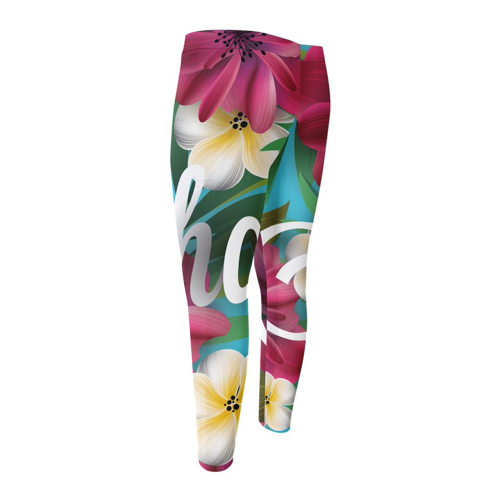 Tropical Flower Aloha Print Men's Compression Pants