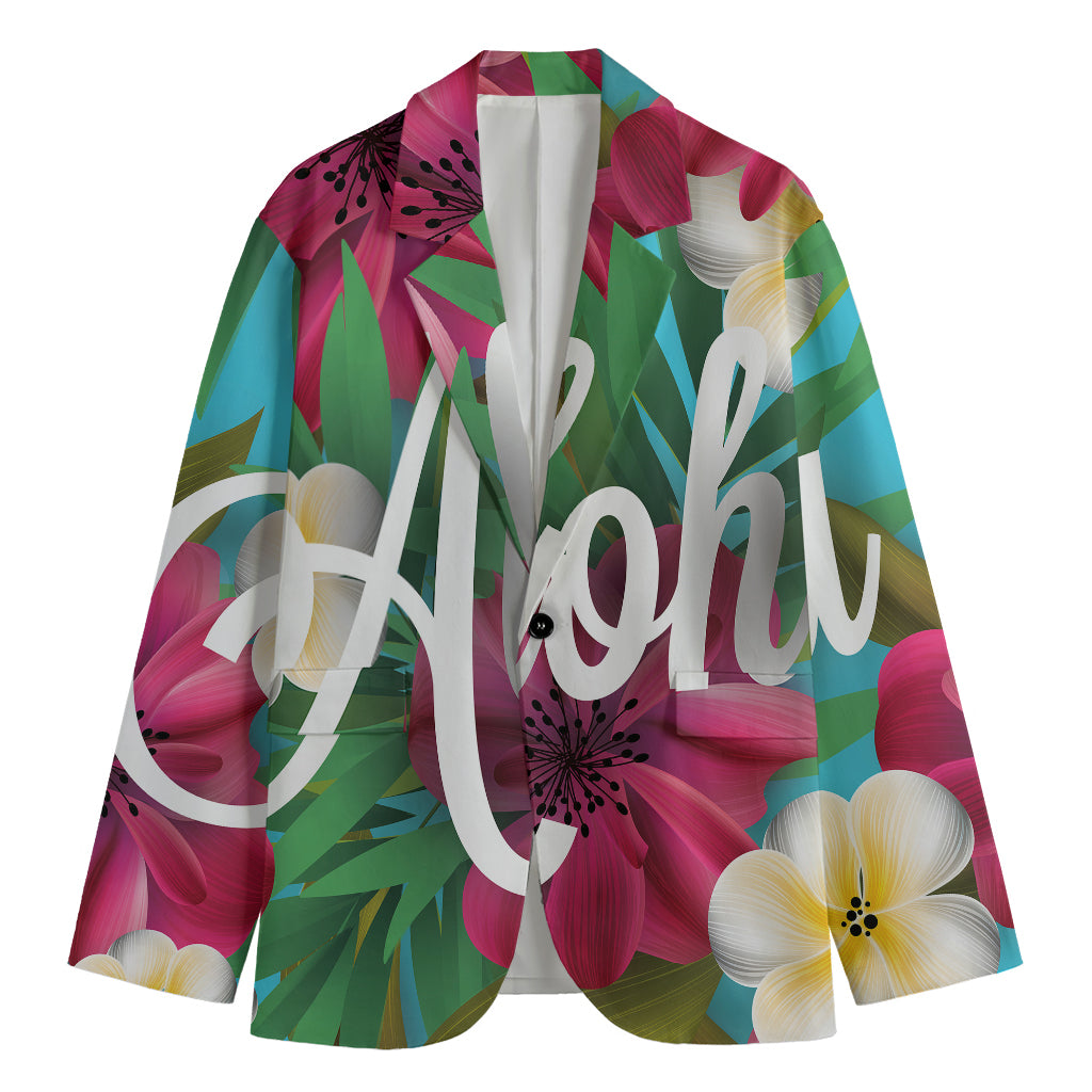 Tropical Flower Aloha Print Men's Cotton Blazer