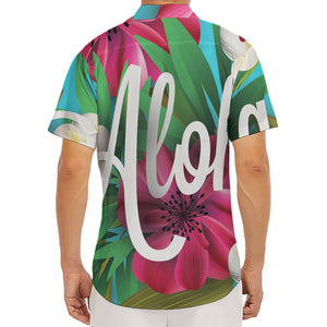 Tropical Flower Aloha Print Men's Deep V-Neck Shirt