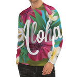Tropical Flower Aloha Print Men's Long Sleeve Rash Guard