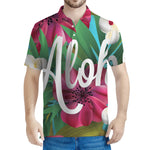 Tropical Flower Aloha Print Men's Polo Shirt