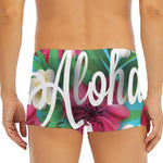 Tropical Flower Aloha Print Men's Short Boxer Briefs